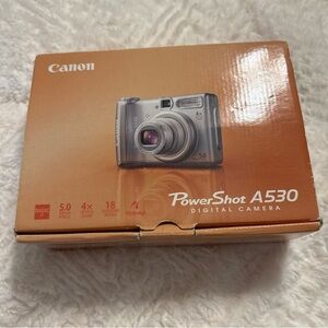 Canon PowerShot A530 Digital Camera - Silver and Orange Box
